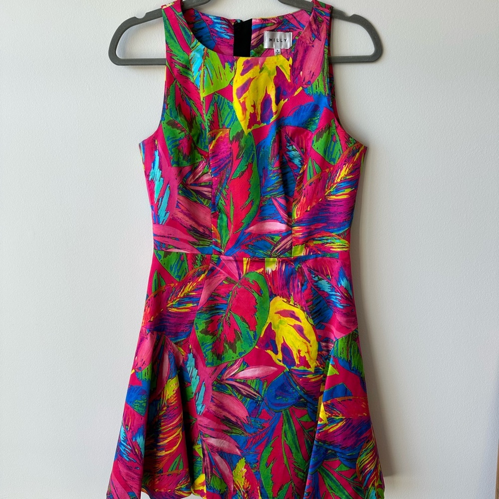 MILLY Jungle / Tropical Party Dress - Size 6, Made in USA